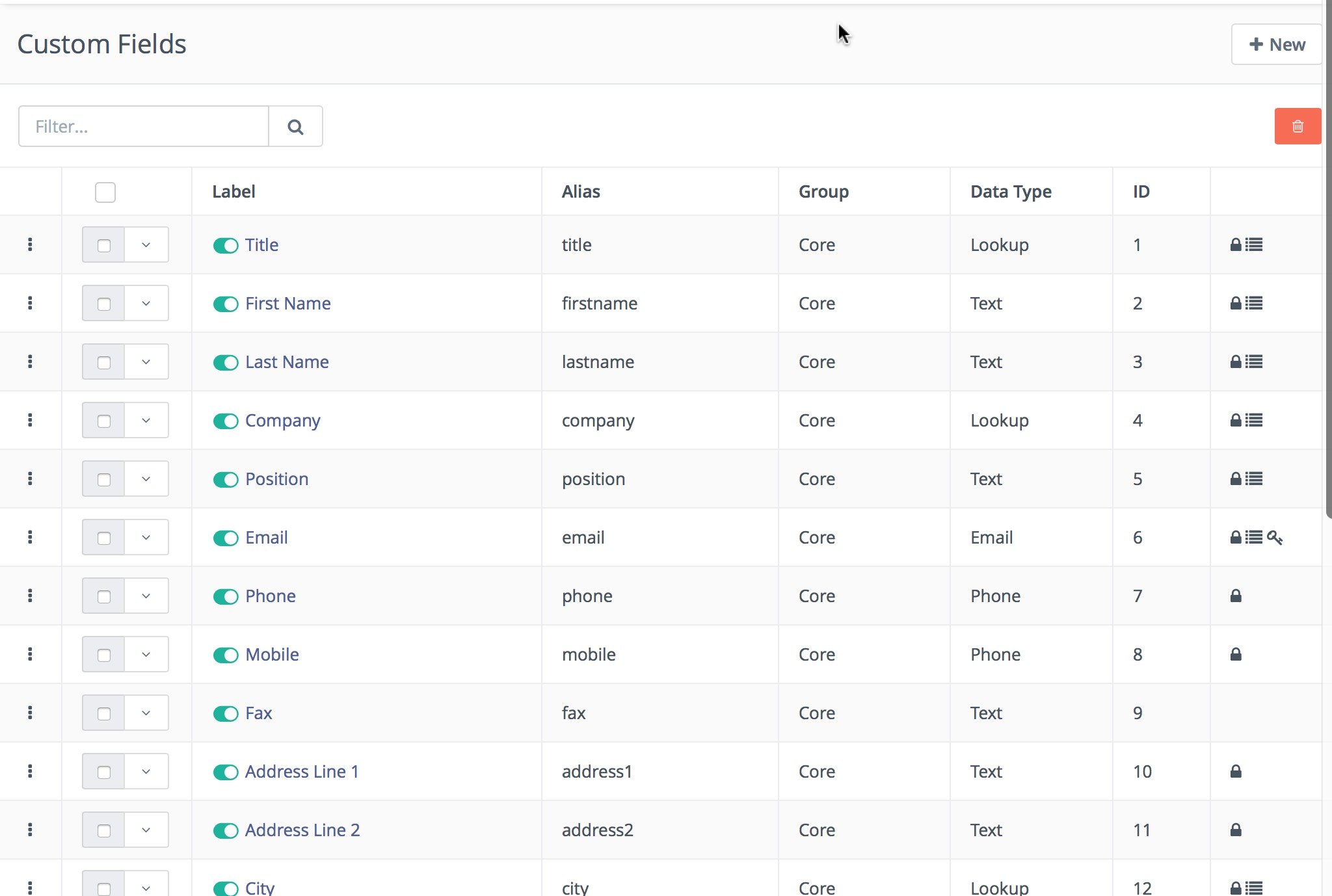 Screenshot of Custom Field