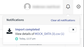 Screenshot of notification