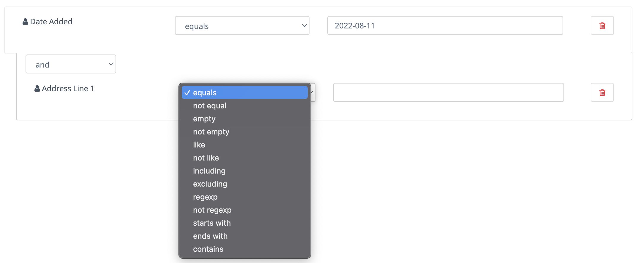 Screenshot showing Operators.